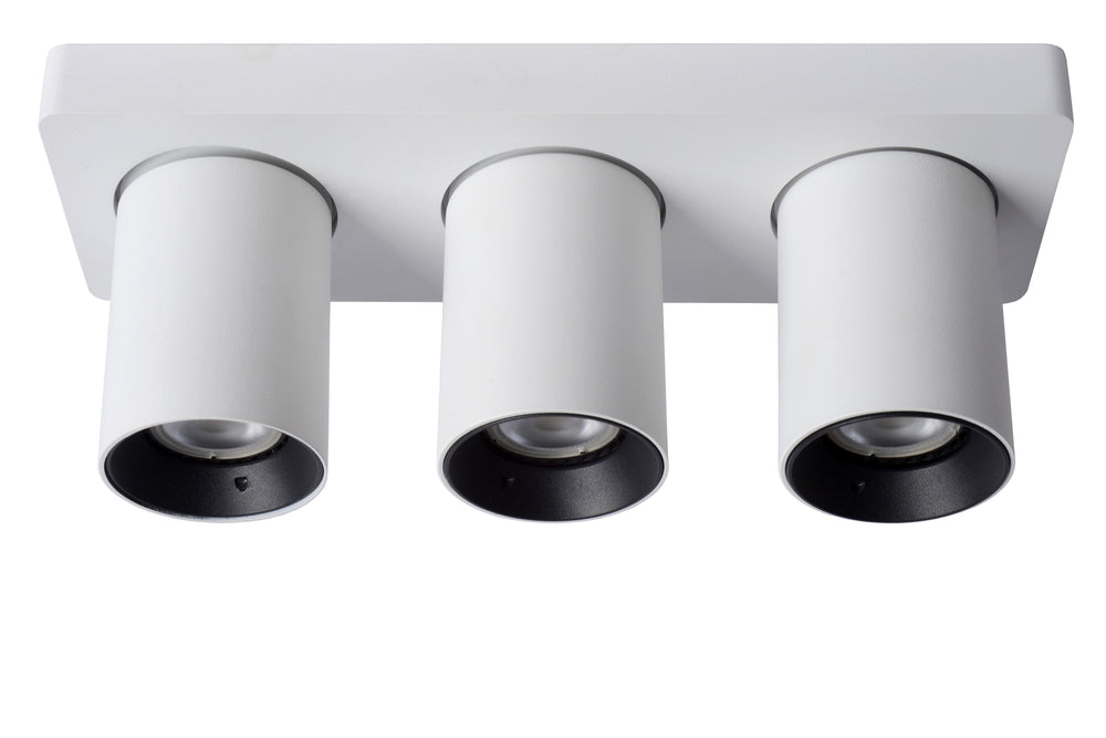 Lucide NIGEL LED loftspot, 3x5W GU10 dim to warm 2200K-3000K, justerbar aluminium Hvid, IP20