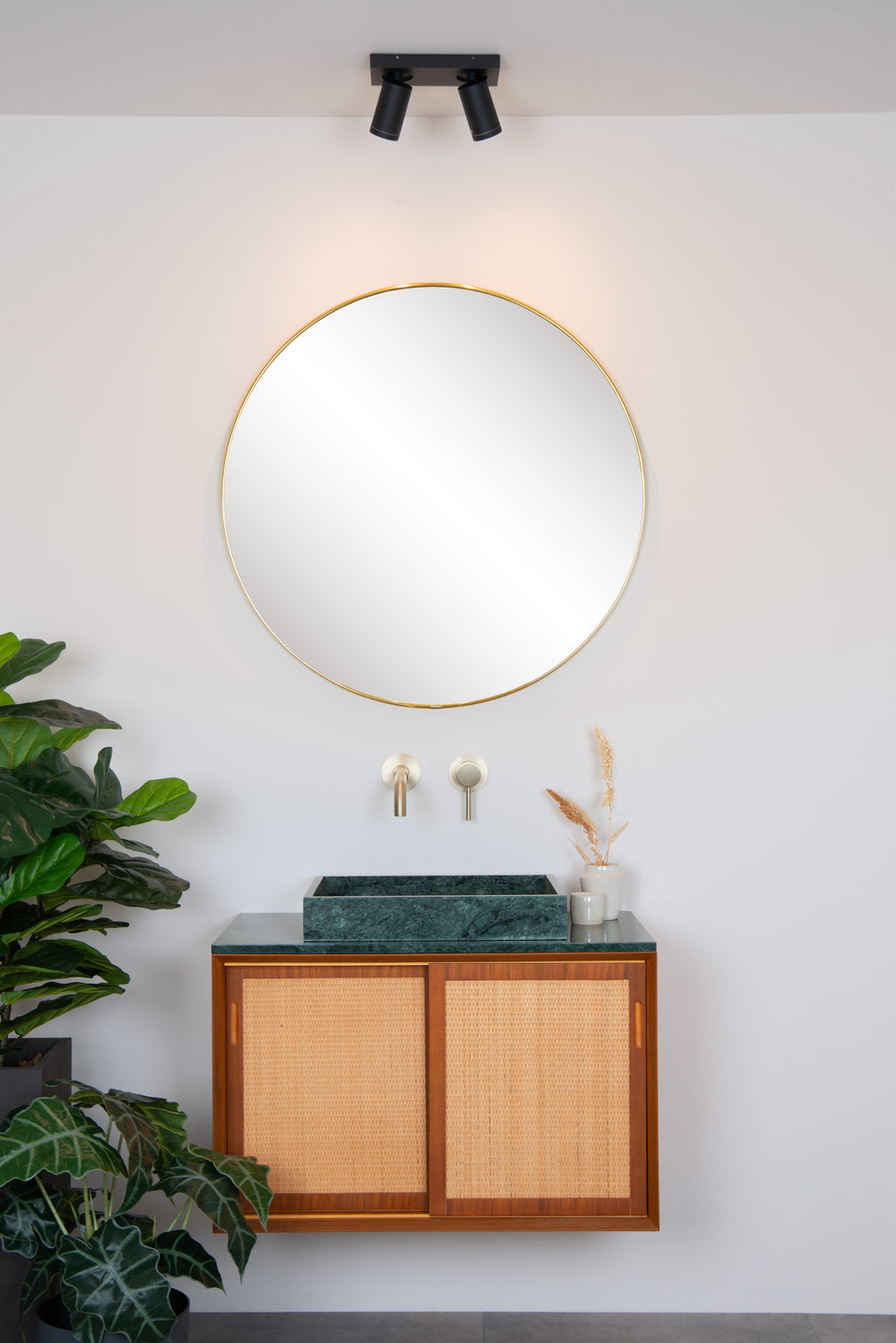 Lucide TAYLOR LED ceiling spotlight, 2x5W GU10 dim to warm 2200K-3000K, IP44 bathroom light Black