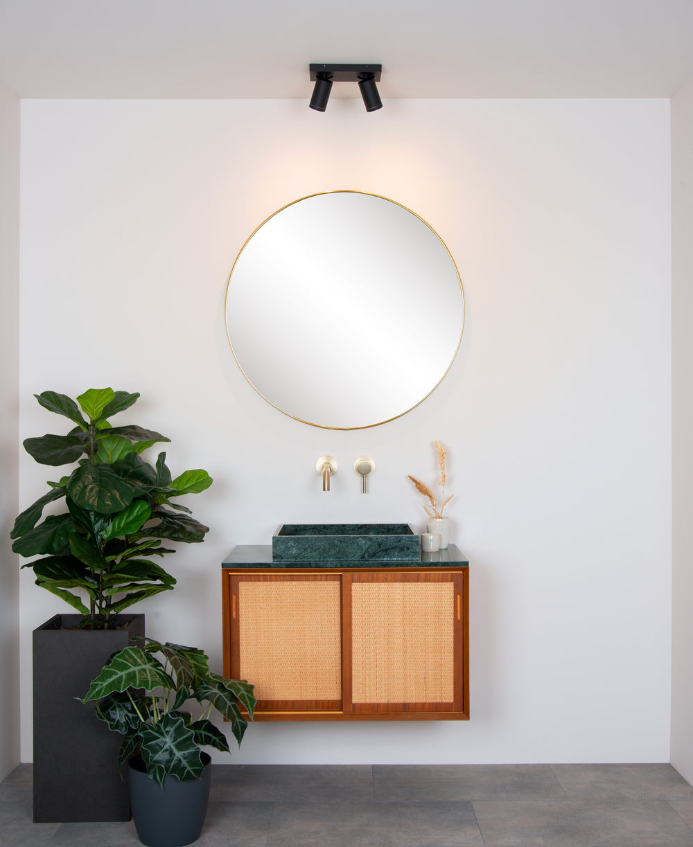 Lucide TAYLOR LED ceiling spotlight, 2x5W GU10 dim to warm 2200K-3000K, IP44 bathroom light Black