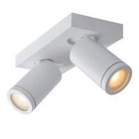 Lucide TAYLOR LED badeværelses loftspot, 2x5W GU10, 2200K-3000K dim to warm, IP44 Sandhvid
