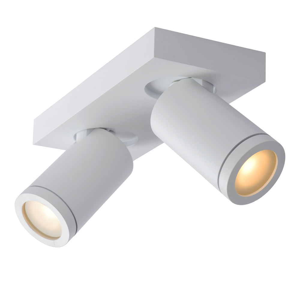 Lucide TAYLOR LED badeværelses loftspot, 2x5W GU10, 2200K-3000K dim to warm, IP44 Sandhvid