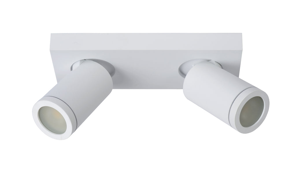 Lucide TAYLOR LED badeværelses loftspot, 2x5W GU10, 2200K-3000K dim to warm, IP44 Sandhvid