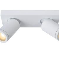 Lucide TAYLOR LED badeværelses loftspot, 2x5W GU10, 2200K-3000K dim to warm, IP44 Sandhvid