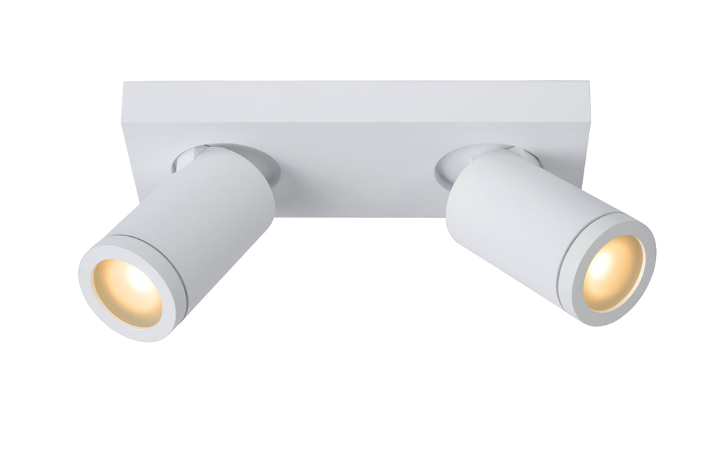 Lucide TAYLOR LED badeværelses loftspot, 2x5W GU10, 2200K-3000K dim to warm, IP44 Sandhvid