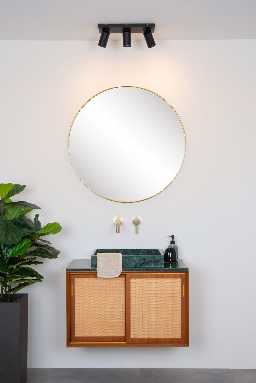 Lucide Taylor LED loftspot til badeværelse, 3x5W GU10 dim to warm 2200K-3000K, IP44, Sand Sort