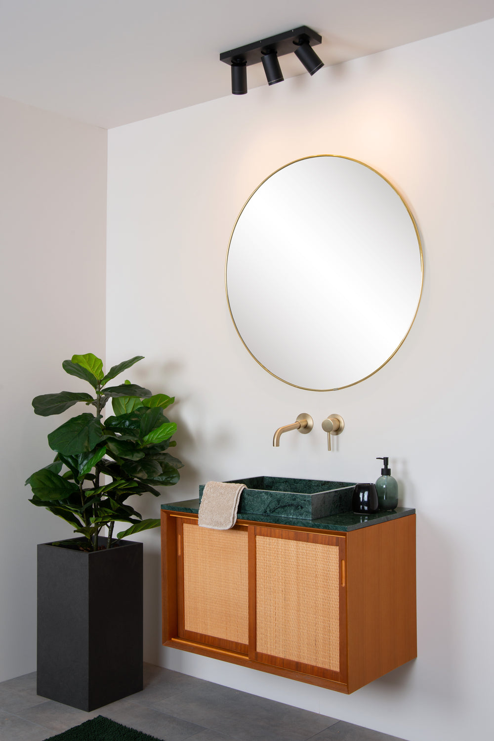 Lucide Taylor LED loftspot til badeværelse, 3x5W GU10 dim to warm 2200K-3000K, IP44, Sand Sort