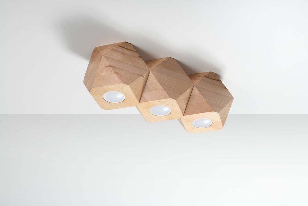 Plafondspot woody 3 natural wood with LED lamp by Sollux Lighting