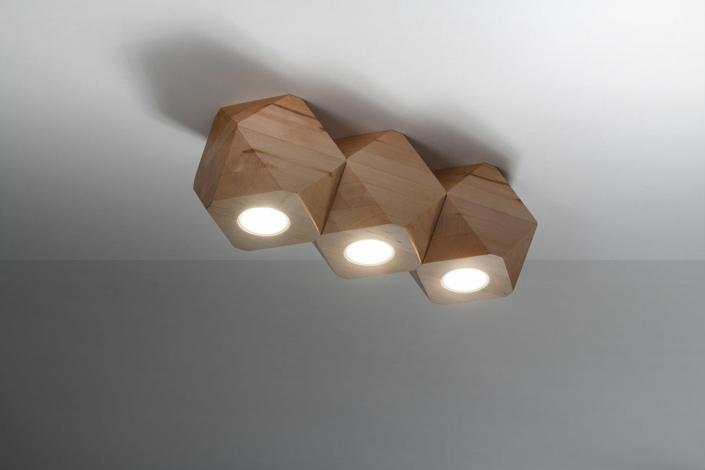 Plafondspot woody 3 natural wood with LED lamp by Sollux Lighting