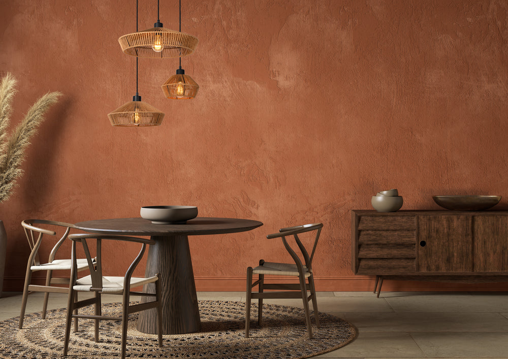 Lucide YUNKAI hængelampe Ø60cm, 3xE27, naturlig papirlampeskærm, sort loftplade, skandinavisk stil, IP20