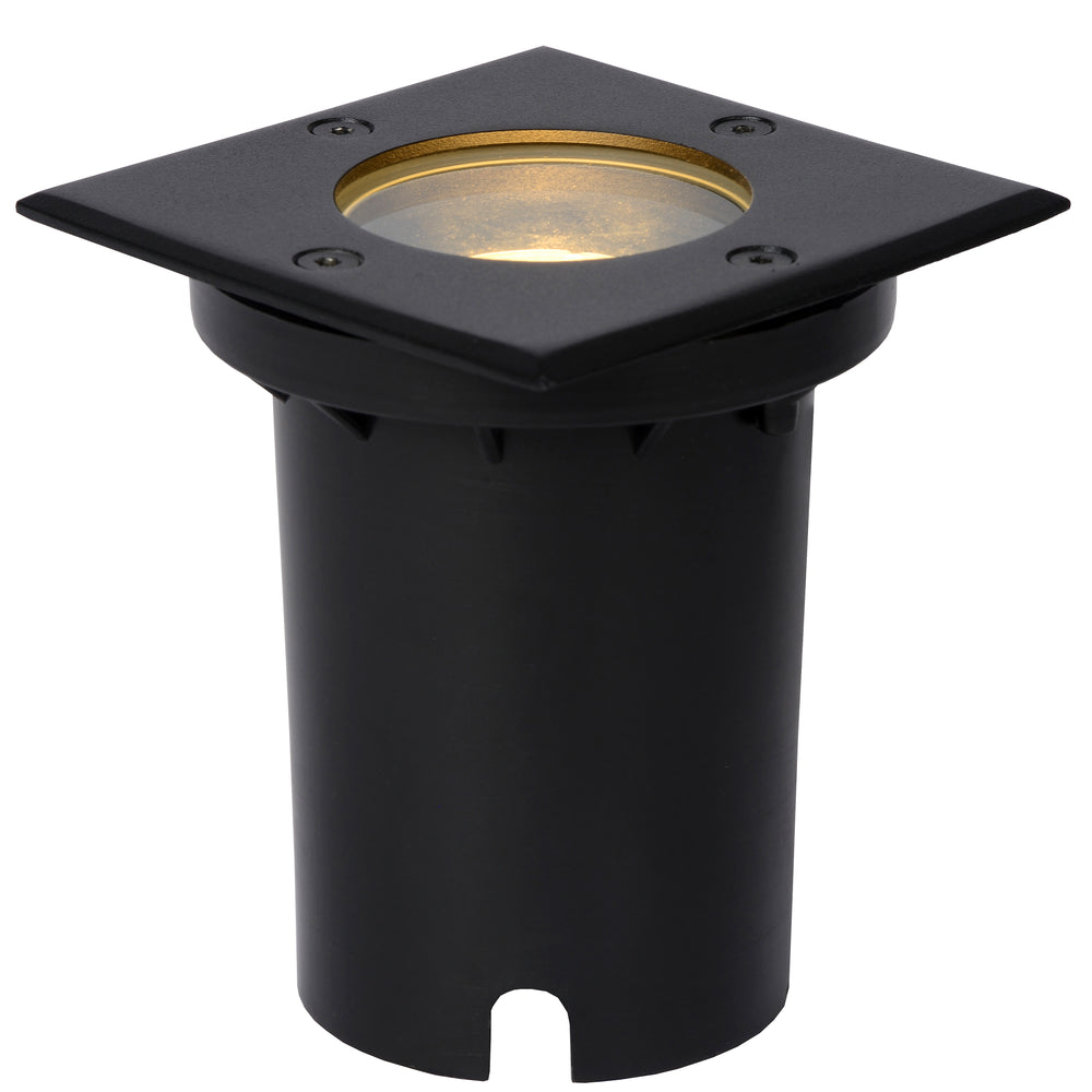 Lucide BILTIN LED ground spot, 1xGU10, IP67, 220-240V, Sand Matt Black, square outdoor recessed light