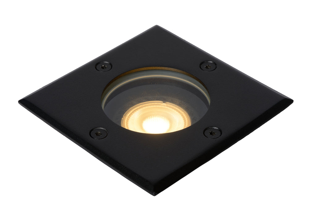 Lucide BILTIN LED ground spot, 1xGU10, IP67, 220-240V, Sand Matt Black, square outdoor recessed light