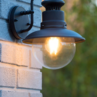 Lucide FIGO udendørs væglampe, rund 215mm, E27 fatning, IP44 Sort stål aluminiumshus