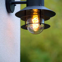 Lucide ZICO væglampe Sort, Udendørs/Indendørs, 1xE27 fatning, maks. 60W, IP44, Rustfrit stål/Aluminium hus