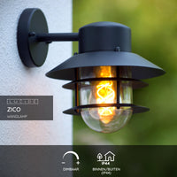 Lucide ZICO væglampe Sort, Udendørs/Indendørs, 1xE27 fatning, maks. 60W, IP44, Rustfrit stål/Aluminium hus