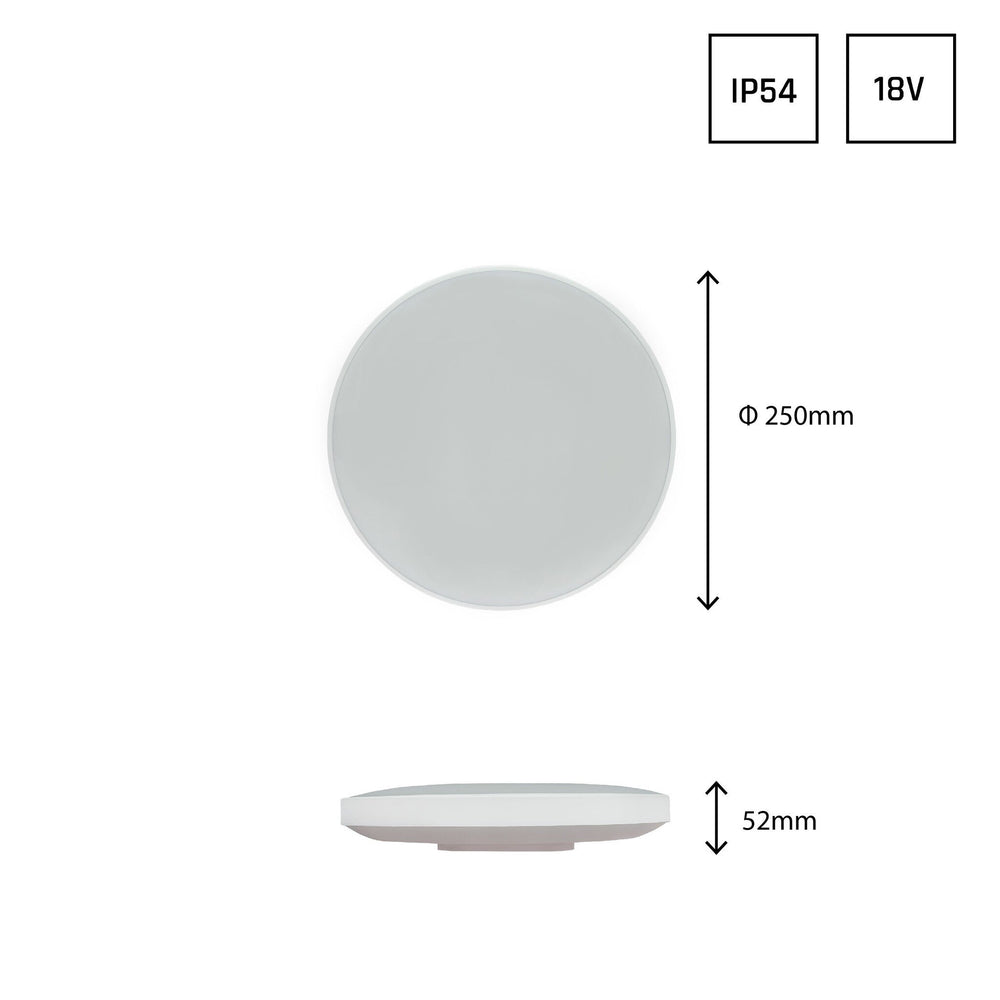 Spectrum LED loftlampe Nymphea IP54 18W 2050 lumen med bevægelses- og tidsplan sensor, valgfri lysfarve