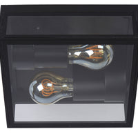 Lucide DUKAN LED ceiling light Black, 2xE27, IP65, die-cast aluminum, 220x220mm indoor outdoor