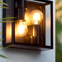 Lucide DUKAN LED ceiling light Black, 2xE27, IP65, die-cast aluminum, 220x220mm indoor outdoor