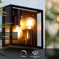 Lucide DUKAN LED ceiling light Black, 2xE27, IP65, die-cast aluminum, 220x220mm indoor outdoor