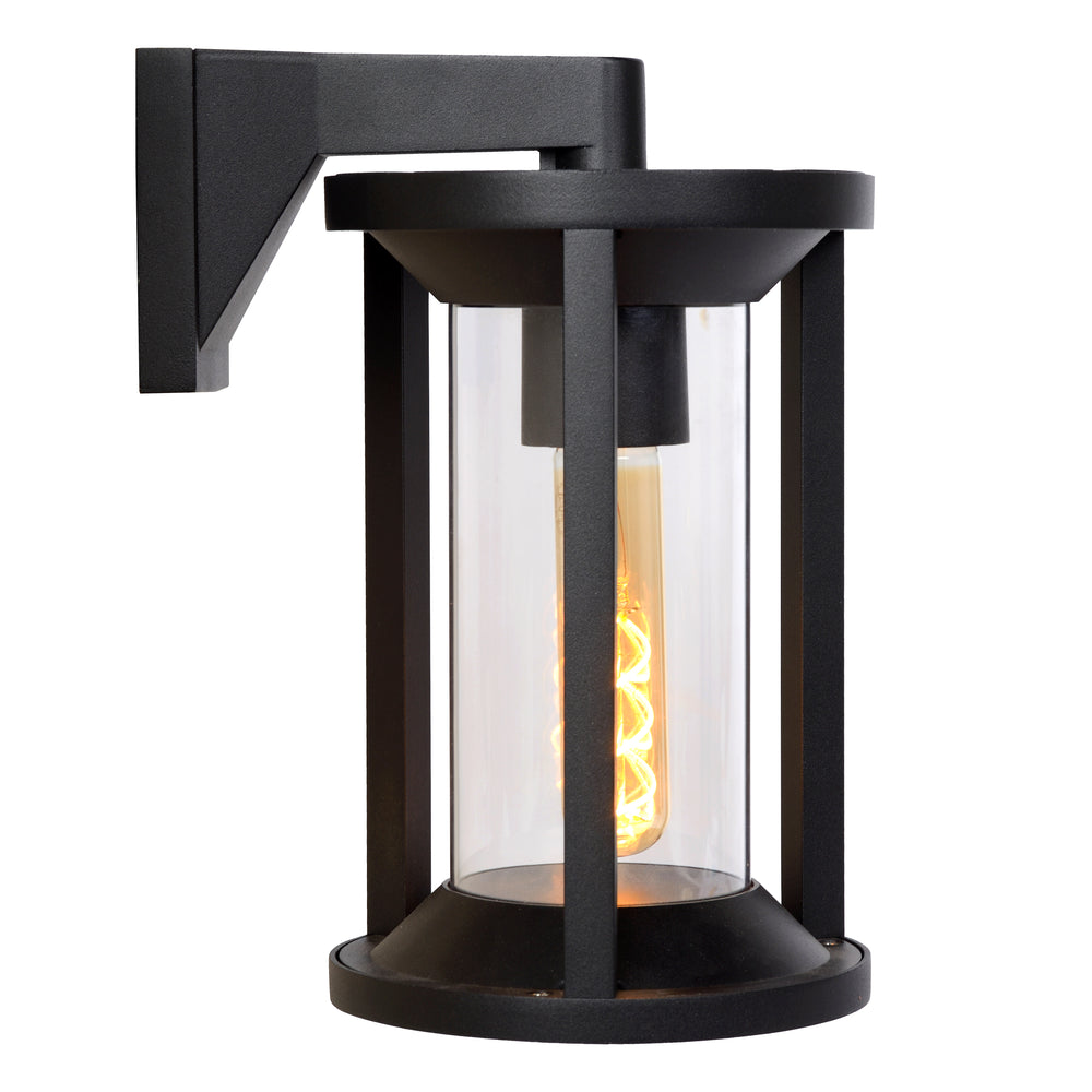 Lucide CADIX Black outdoor wall light, E27 socket, IP65 die-cast aluminum housing, 220-240V modern design