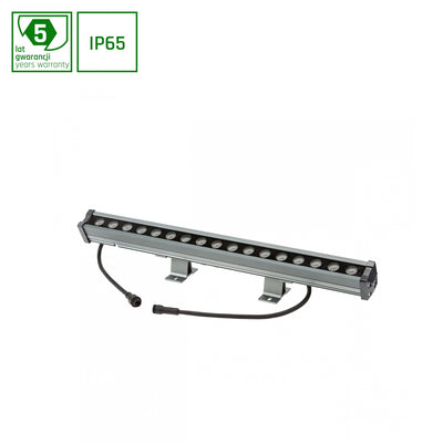 Spectrum LED Vægwasher 18W 3000K 1000 lumen IP65 Aluminium Grå 50cm Loftmontering Dæmpbar