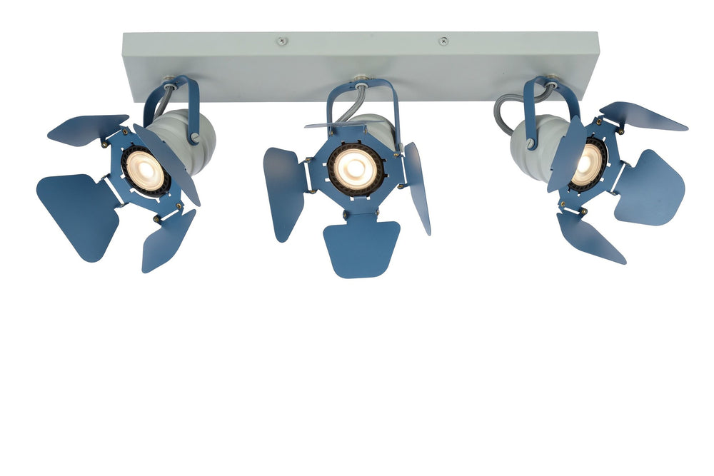 Lucide PICTO ceiling spotlight for kids room, 3xGU10, 35W max, Metal, Blue Grey, IP20, modern design