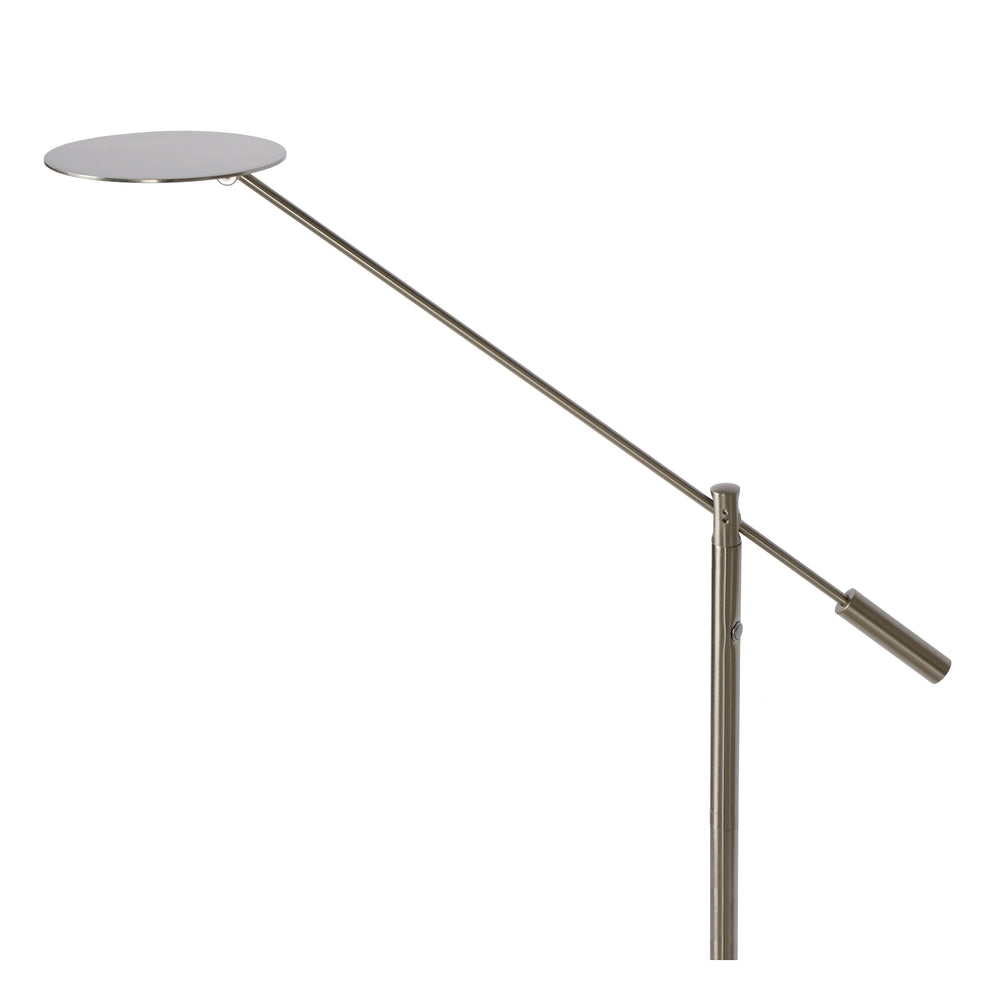 Lucide ANSELMO LED læselampe til gulv, dæmpbar 9W 3000K, 100-240V, IP20, metal, satin nikkel finish