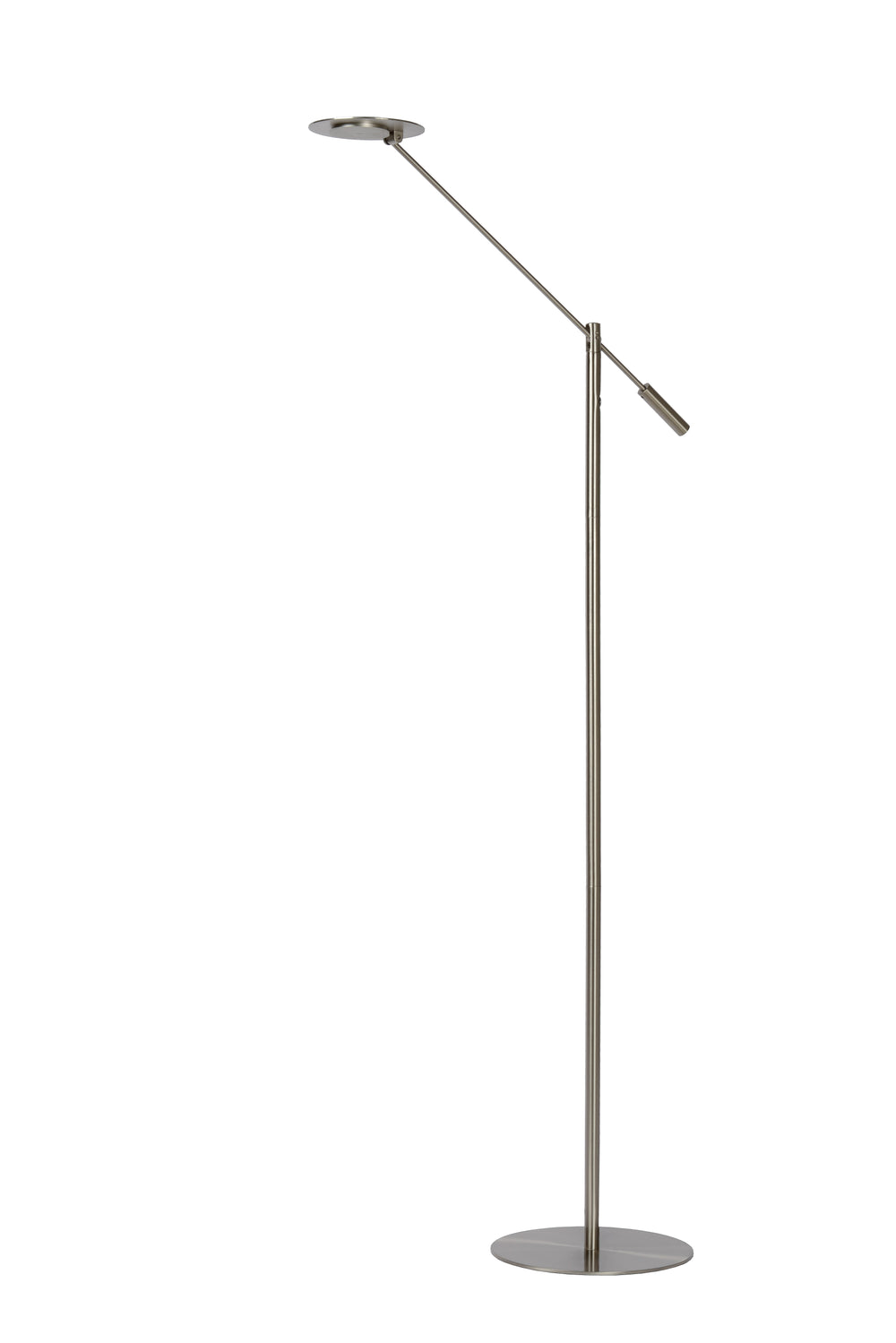 Lucide ANSELMO LED læselampe til gulv, dæmpbar 9W 3000K, 100-240V, IP20, metal, satin nikkel finish