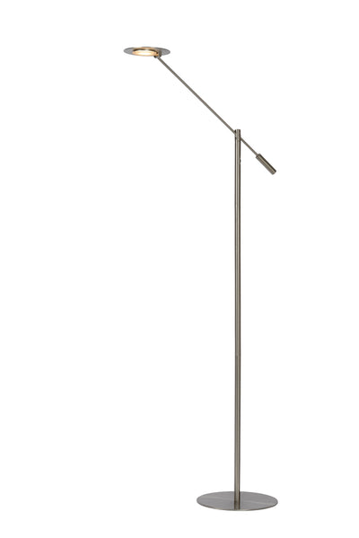 Lucide ANSELMO LED læselampe til gulv, dæmpbar 9W 3000K, 100-240V, IP20, metal, satin nikkel finish