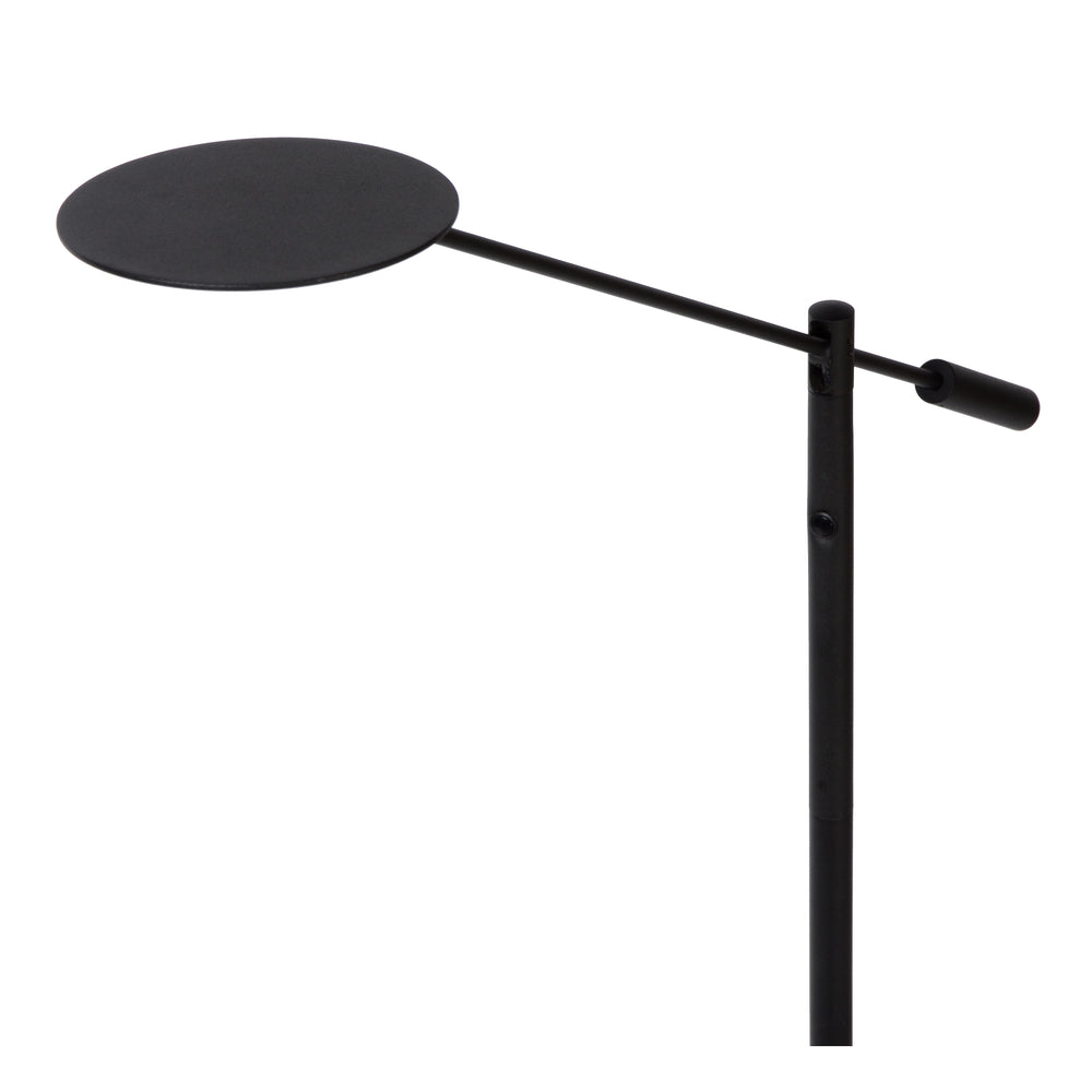 Lucide ANSELMO LED læsegulvlampe, 9W 3000K dæmpbar, 1400mm højde, Sandy Mat Sort, Metal, IP20