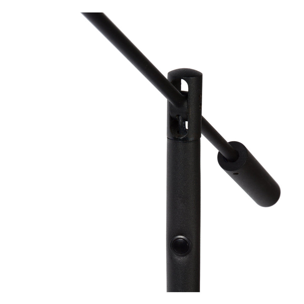 Lucide ANSELMO LED læsegulvlampe, 9W 3000K dæmpbar, 1400mm højde, Sandy Mat Sort, Metal, IP20