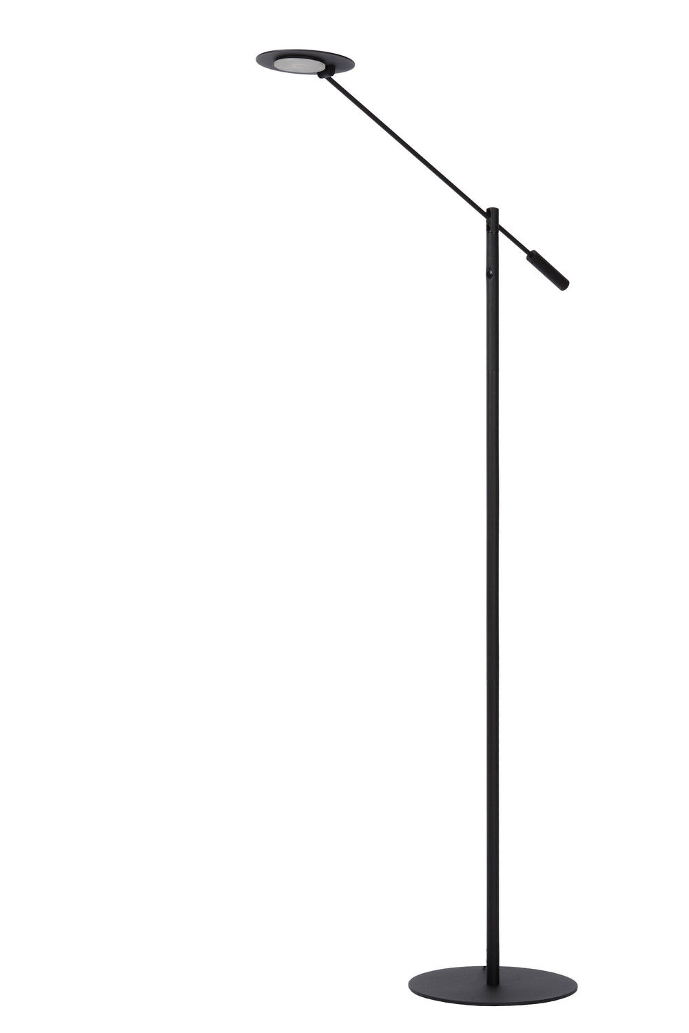 Lucide ANSELMO LED læsegulvlampe, 9W 3000K dæmpbar, 1400mm højde, Sandy Mat Sort, Metal, IP20