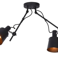 Lucide QUINNY ceiling spotlight 2xE27 Black steel, rotatable tiltable, IP20 indoor industrial style lighting