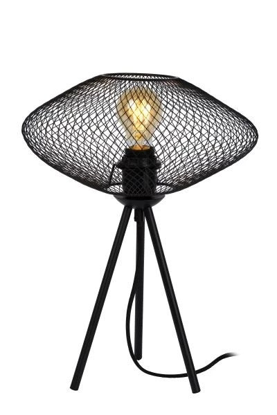 Lucide MESH LED table lamp, metal oval design, E27 socket, 40W max, 220-240V, IP20, Matt Black, 300x300x410mm