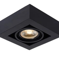 Lucide ZEFIX LED loftspot, dim to warm, GU10 12W 2200K-3000K, justerbar, firkantet, Sort, IP20