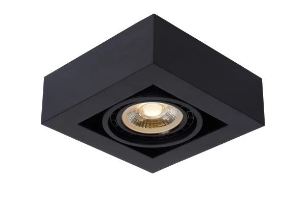 Lucide ZEFIX LED loftspot, dim to warm, GU10 12W 2200K-3000K, justerbar, firkantet, Sort, IP20