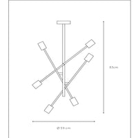Lucide LESTER loftlampe, 6xE27 fatninger, 220-240V, dæmpbar, moderne metaldesign i Mat Sort, IP20
