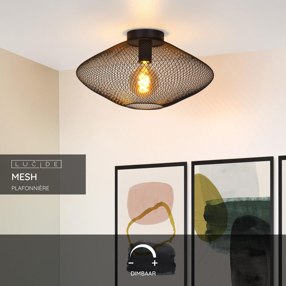 Lucide MESH loftlampe Ø45cm, E27 fatning, 220-240V, maks. 40W, metal mat sort, IP20 moderne design