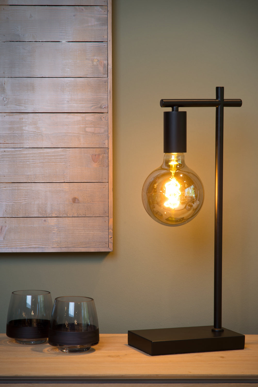 Lucide LEANNE bordlampe, E27 fatning, maks. 40W, 220-240V, IP20, moderne mat sort metal, 52 cm højde