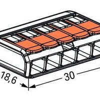 WAGO forbindelsesklemme 5-polet 4mm² 221-415 IP20 kompatibel CE RoHS 220-240V 25 stk