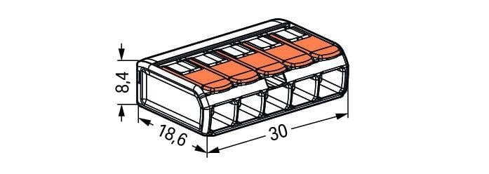 WAGO forbindelsesklemme 5-polet 4mm² 221-415 IP20 kompatibel CE RoHS 220-240V 25 stk