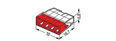 Wago lasklem 4-polet 0,5-2,5 mm² med IP20 til næsten støvtætte installationer - sæt af 100 stykker, CE & RoHS mærkning