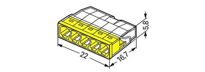 Samlemuffe 5-vejs WAGO 2273-205 til 0,5-2,5 mm² ledninger, IP20, CE & RoHS certificeret, 100 stk pakke