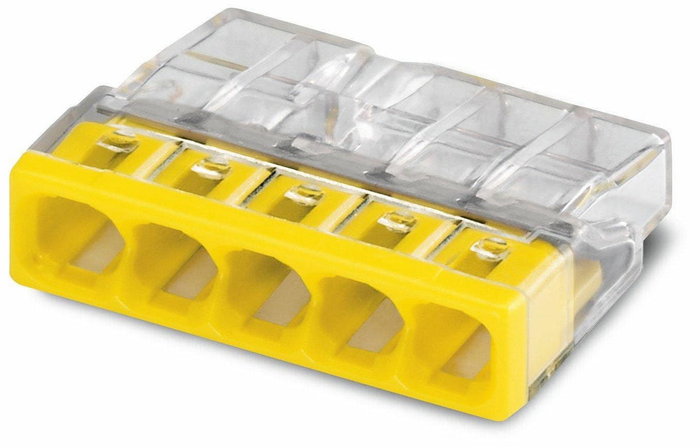 WAGO LED-stik 5-vejs 0.5-2.5mm², IP20, 220-240V, kompakt push wire klemme, CE RoHS certificeret