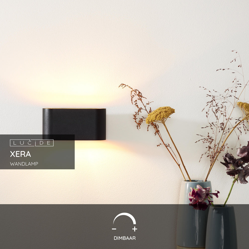 Lucide XERA wall light, modern oval design, 1xG9 socket, uplight & downlight, Aluminium Black, IP20