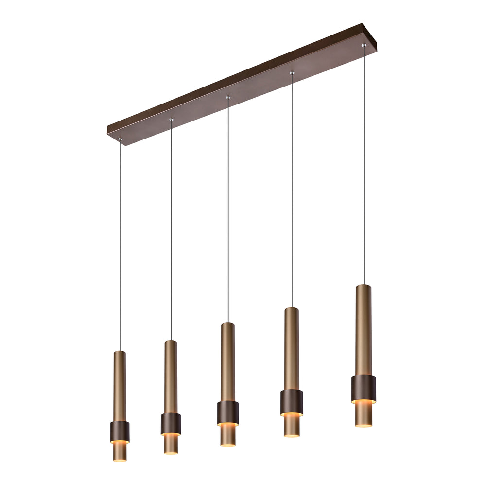 Lucide MARGARY LED pendant light, dimmable 5x4.2W 2700K 230V, aluminium coffee finish, modern height adjustable