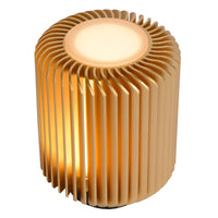Lucide TURBIN LED bordlampe 5W 3000K Satin Guld moderne metal cylinderdesign med ledningskontakt IP20