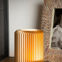 Lucide TURBIN LED bordlampe 5W 3000K Satin Guld moderne metal cylinderdesign med ledningskontakt IP20