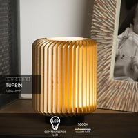 Lucide TURBIN LED bordlampe 5W 3000K Satin Guld moderne metal cylinderdesign med ledningskontakt IP20