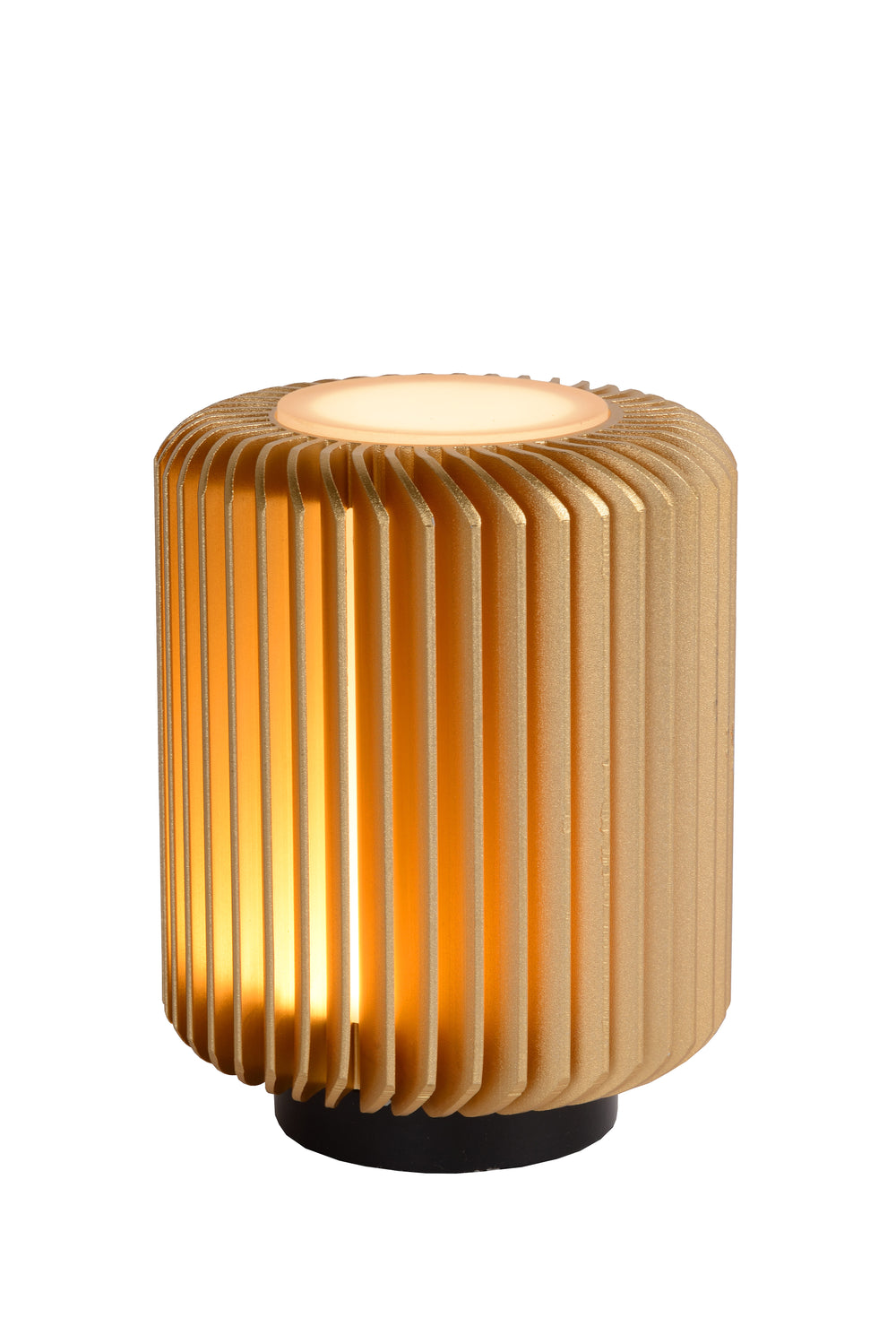 Lucide TURBIN LED bordlampe 5W 3000K Satin Guld moderne metal cylinderdesign med ledningskontakt IP20