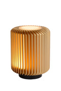 Lucide TURBIN LED bordlampe 5W 3000K Satin Guld moderne metal cylinderdesign med ledningskontakt IP20